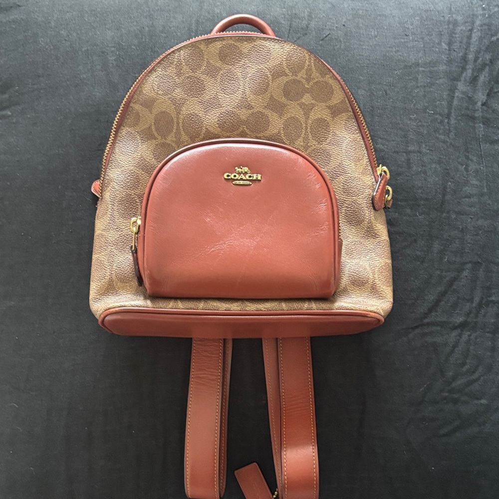 Coach Tan and Brown Backpack - Excellent Preowned Condition